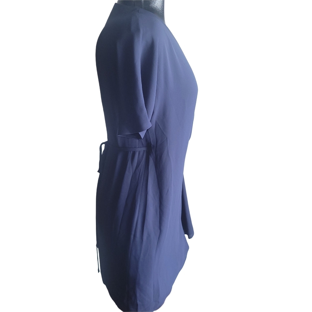 Aritzia's Babaton Navy Blue Wallace Short Sleeve Wrap Style Midi Dress XS - Picture 5 of 8